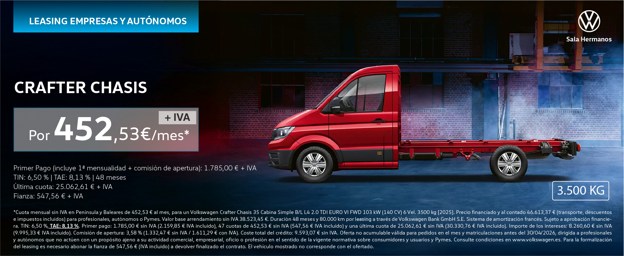 Crafter chasis Leasing 452€